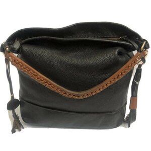 Varriale Handbag Black Genuine Leather Satchel ShoulderBag Purse